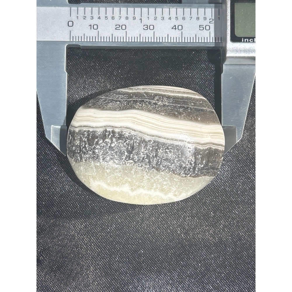 Zebra Agate Palm Stone Polished Banded Black / Cream Crystal  1.95in #48